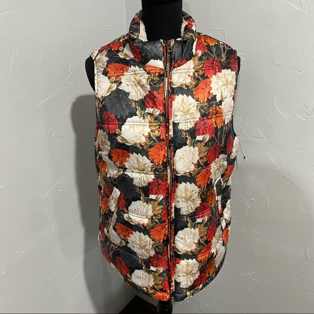 Weatherproof Vintage Womens L Floral Sherpa Lined Vest